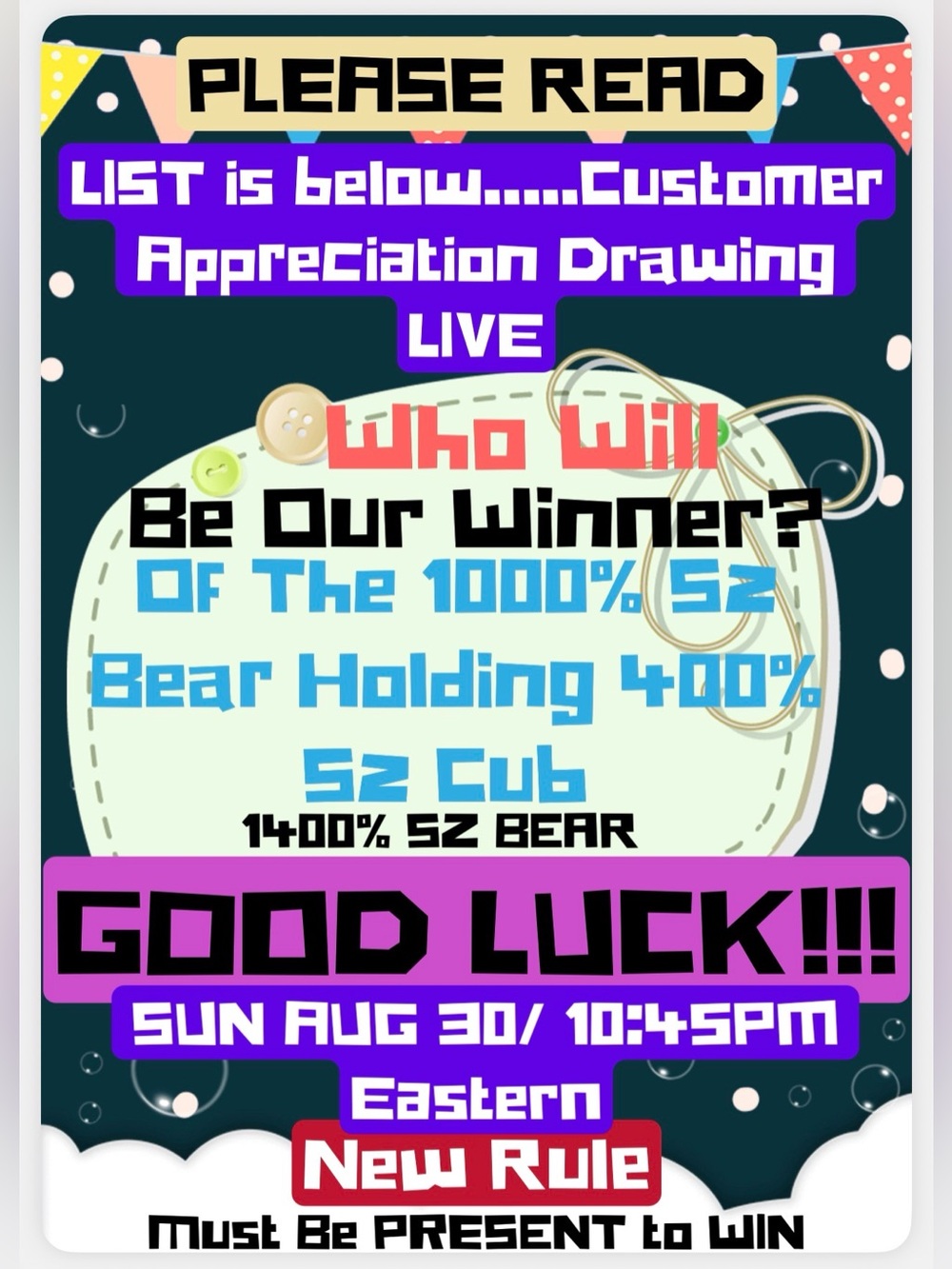 HERES THE LIST FOR CUSTOMER APPRECIATION GIVEAWAY DOLL DRAWING